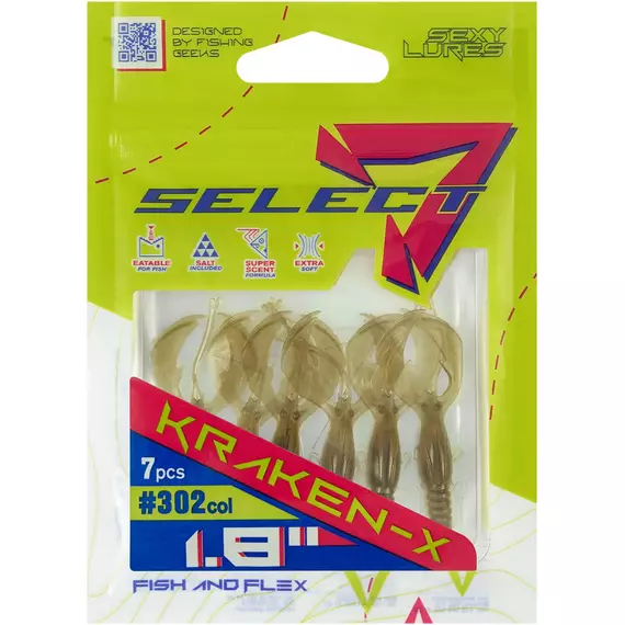 Силікон Select Kraken-X SE 1.8" #302 (7шт/уп), Довжина силікону: 1.8" (4.57 см), Колір силікону: 302, фото , изображение 2